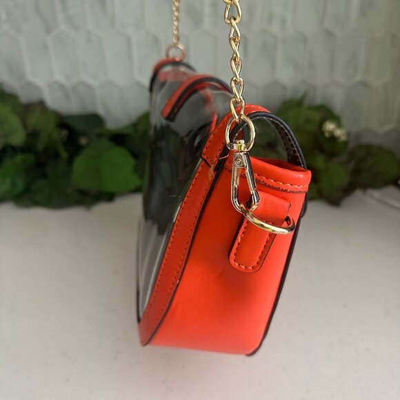 Clear & Orange Crossbody Bag With Gold Chain Strap By UNNI - Picture 6 of 6